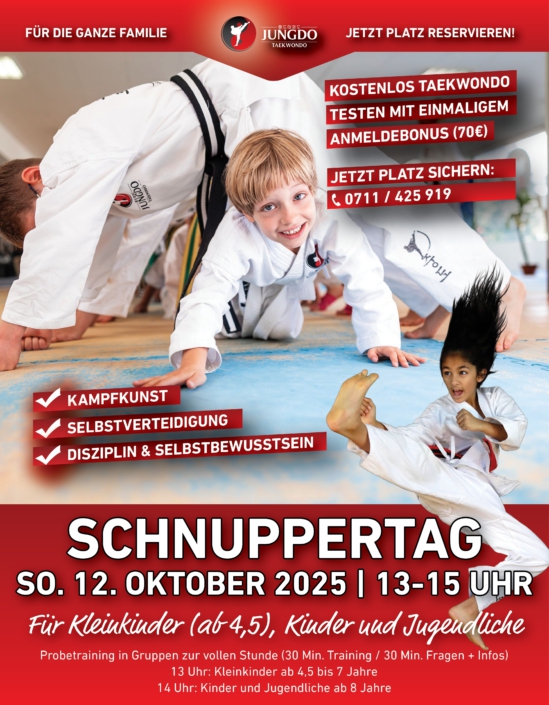 JUNGDO Taekwondo Schnuppertag Sonntag 2025.10.12